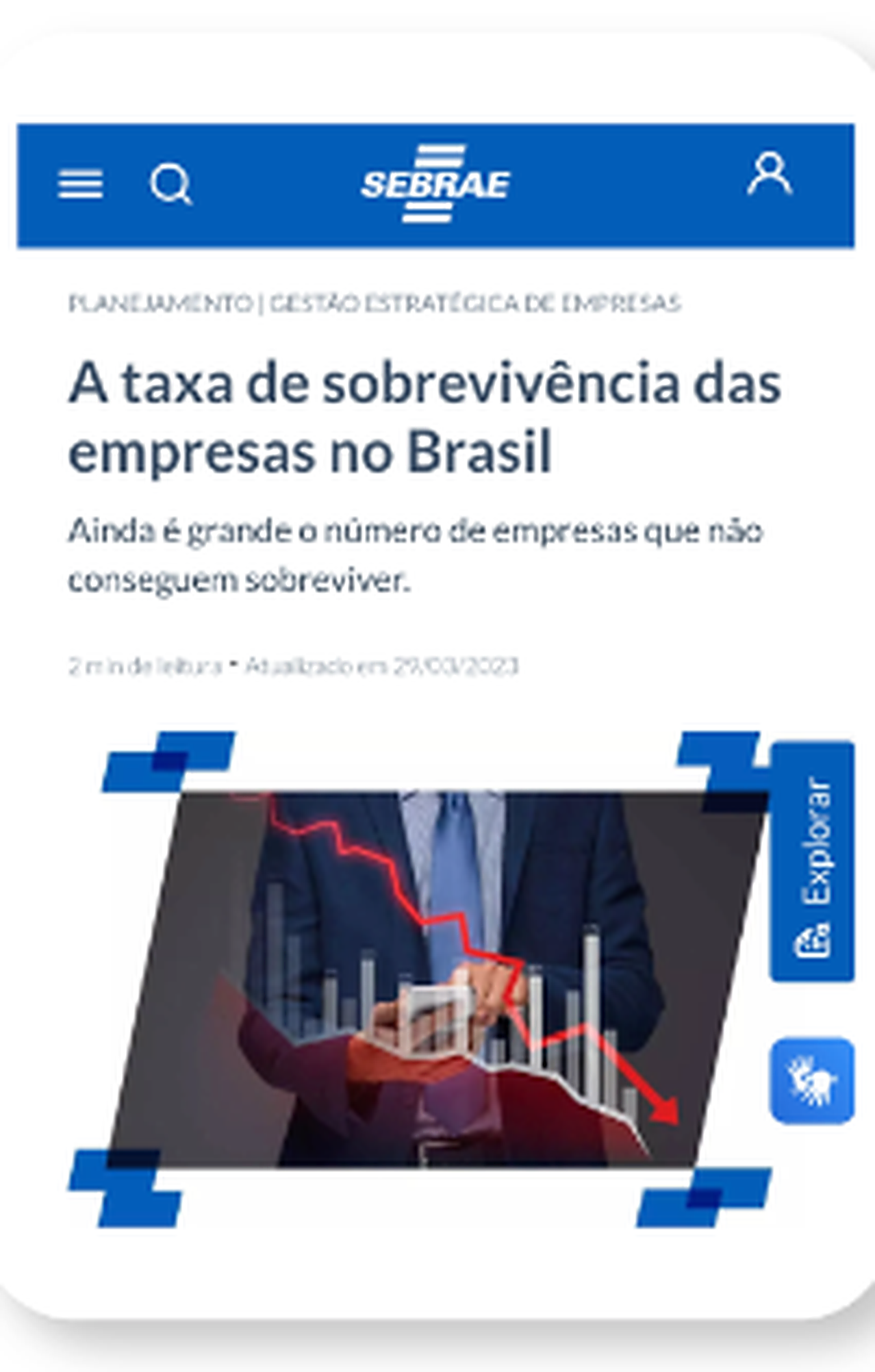 SEBRAE — A taxa de sobrevivência das empresas no Brasil