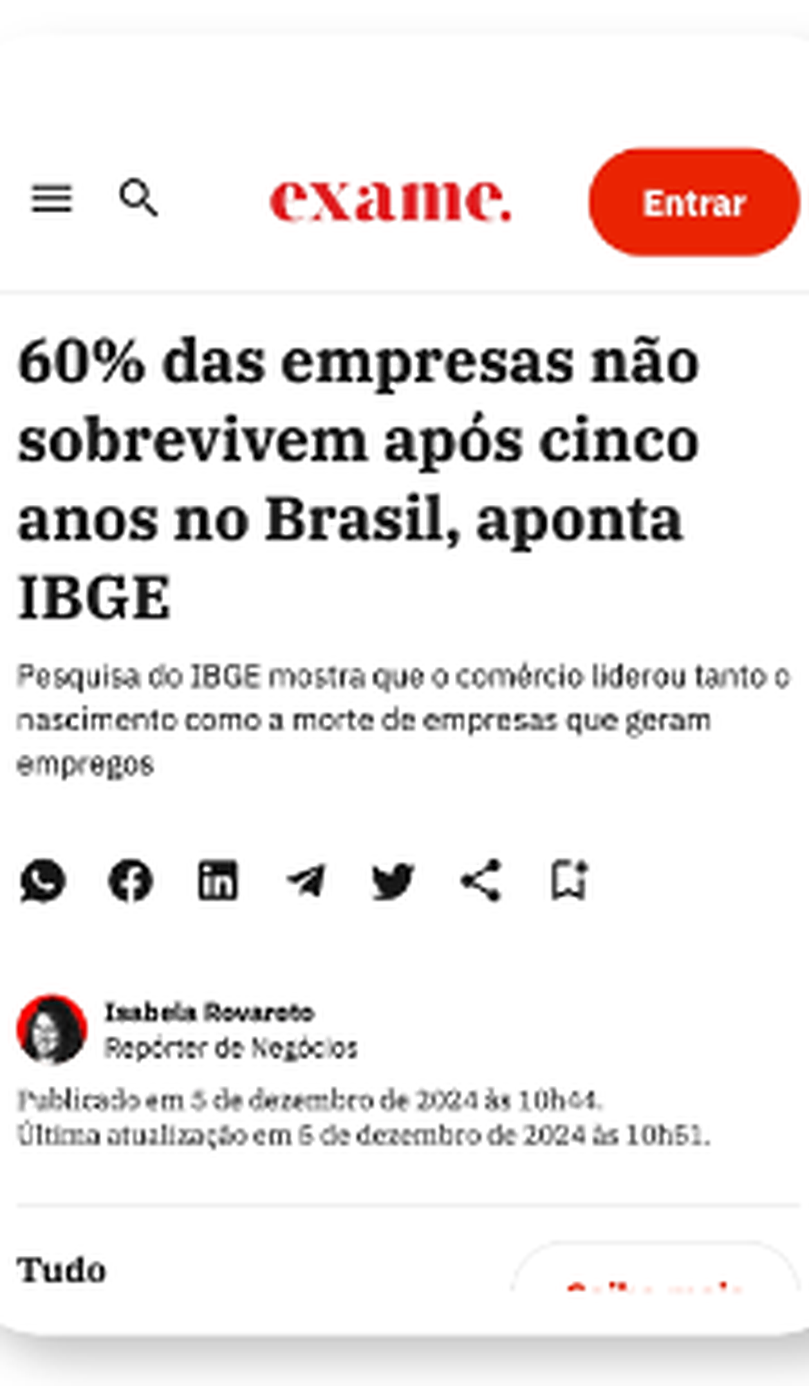 Exame — 60% das empresas não sobrevivem após cinco anos no Brasil, aponta IBGE